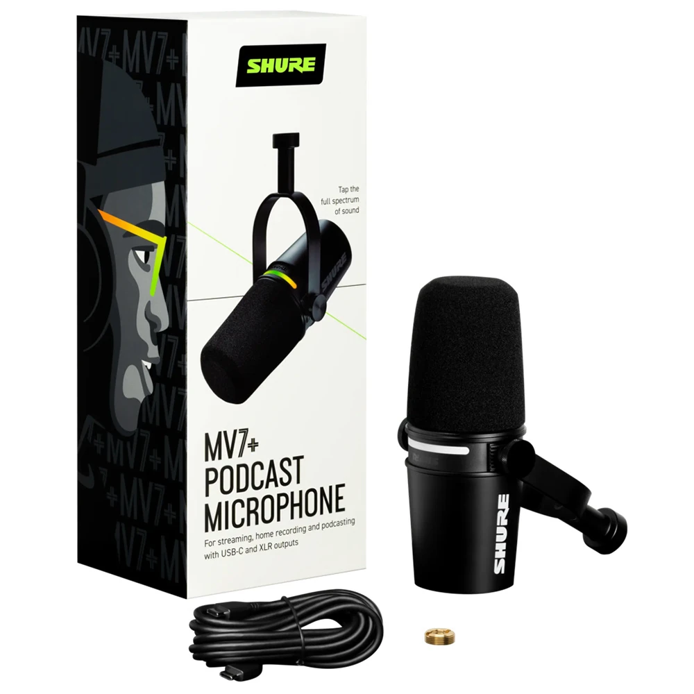 Shure MV7+ Dinamik Podcast Mikrofonu (SİYAH) | Sesçi Baba